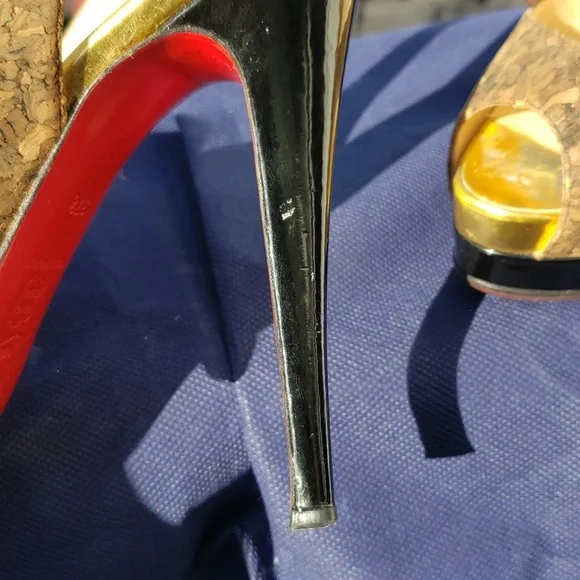 Authentic Christian Louboutin Cork Slingback sz 37 1/2 - Picture 9 of 9